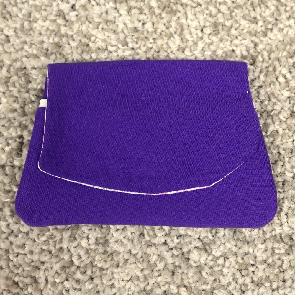 Handmade Purple Fabric Pocket Wallet Barbie Logo Print Lining Snap Closure